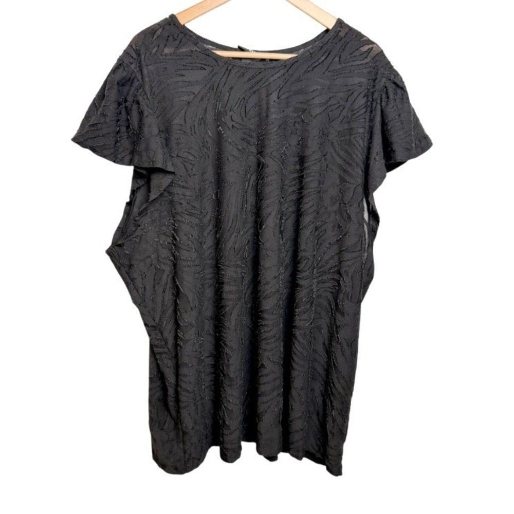 TORRID Jacquard Flutter Sleeve Tunic 5X Black Zebra Textured Chic NYE Party Top